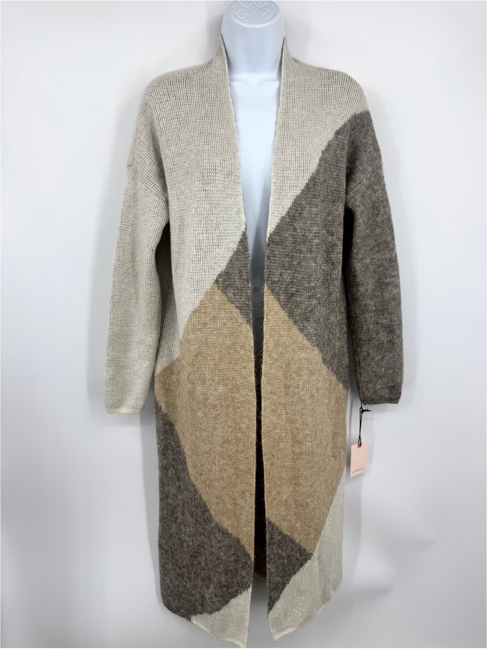 Sincerely Jules Brown Color Block Sweater Cardigan Size Small Boho New With Tags